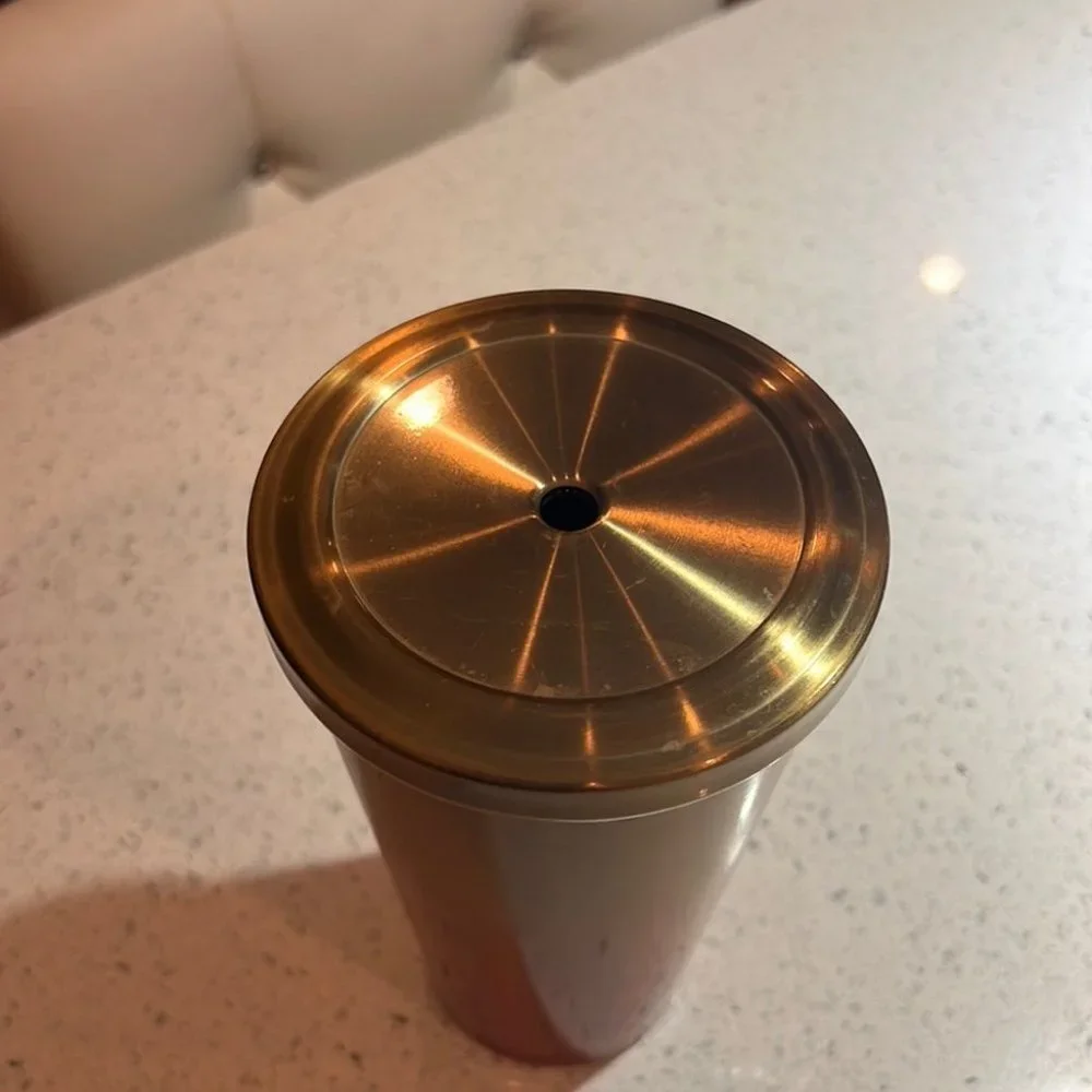 Starbucks metal tumblr cup vintage y2k gold & orange ombré water bottle cute